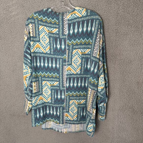 Cato Cowl Neck Pullover‎ Top Size XL Aztec Southwest Print Batwing Long Sleeve - Picture 6 of 9